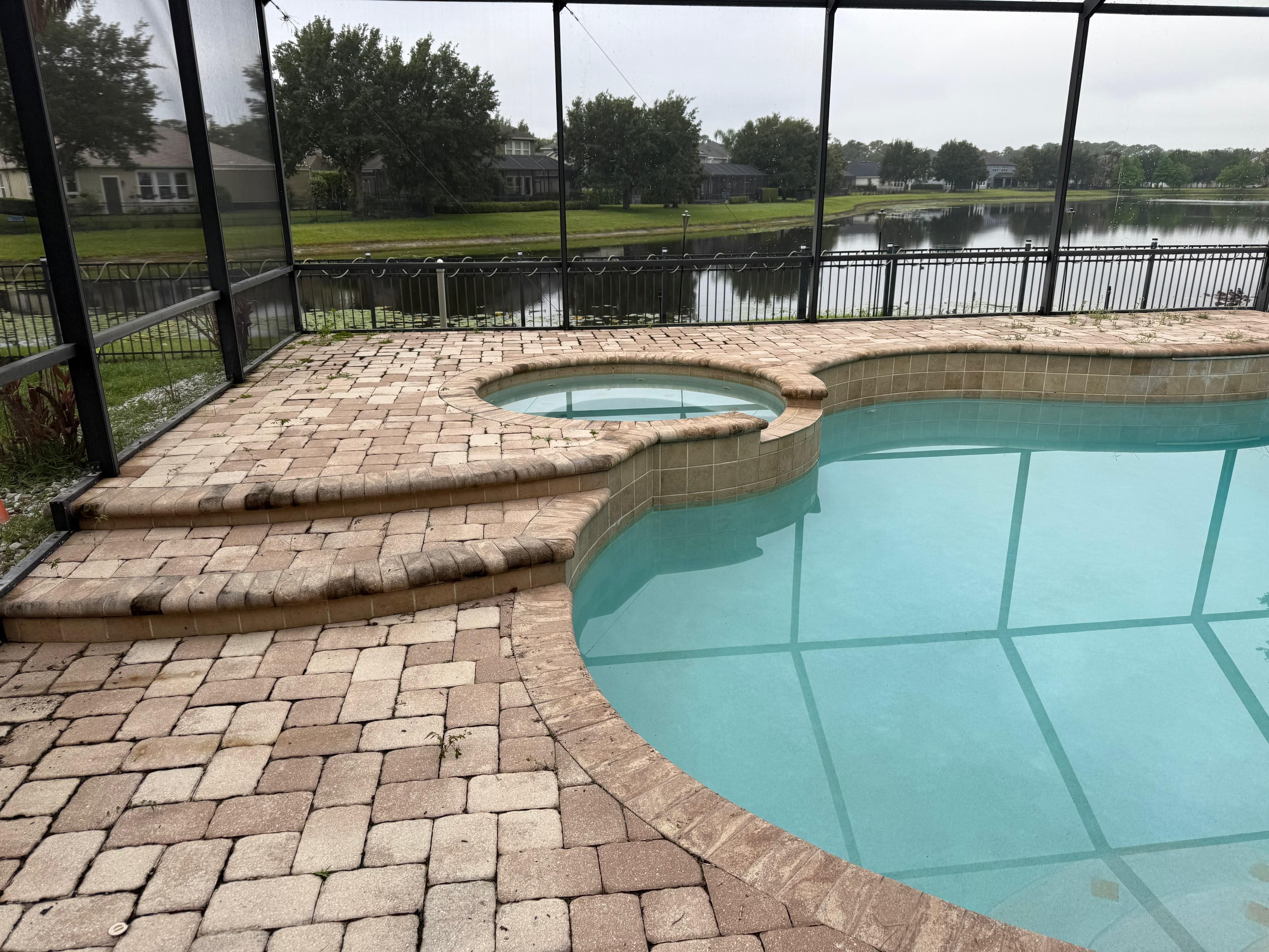 pool deck cleaning before